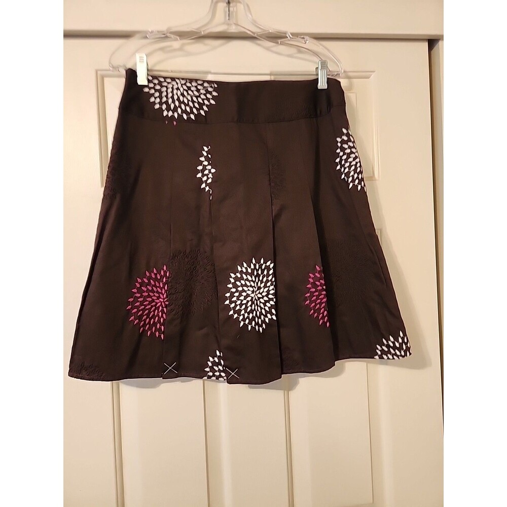 Ann Taylor Brown Floral Skirt Womens Size 6 Knee Length Lined Career Office - Picture 4 of 6